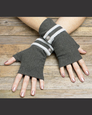 Fingerless Gloves - Gray with Light Gray