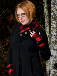 Fingerless Gloves - Red Plaid