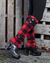 Leg Warmers - Red and Black Plaid