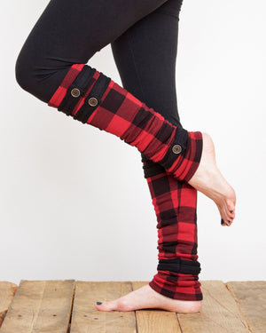Leg Warmers - Red and Black Plaid