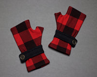 Fingerless Gloves - Red Plaid